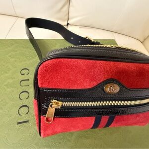 Gucci Authentic Unisex Belt Bag in Red Suede and Black Patent BRAND NEW!